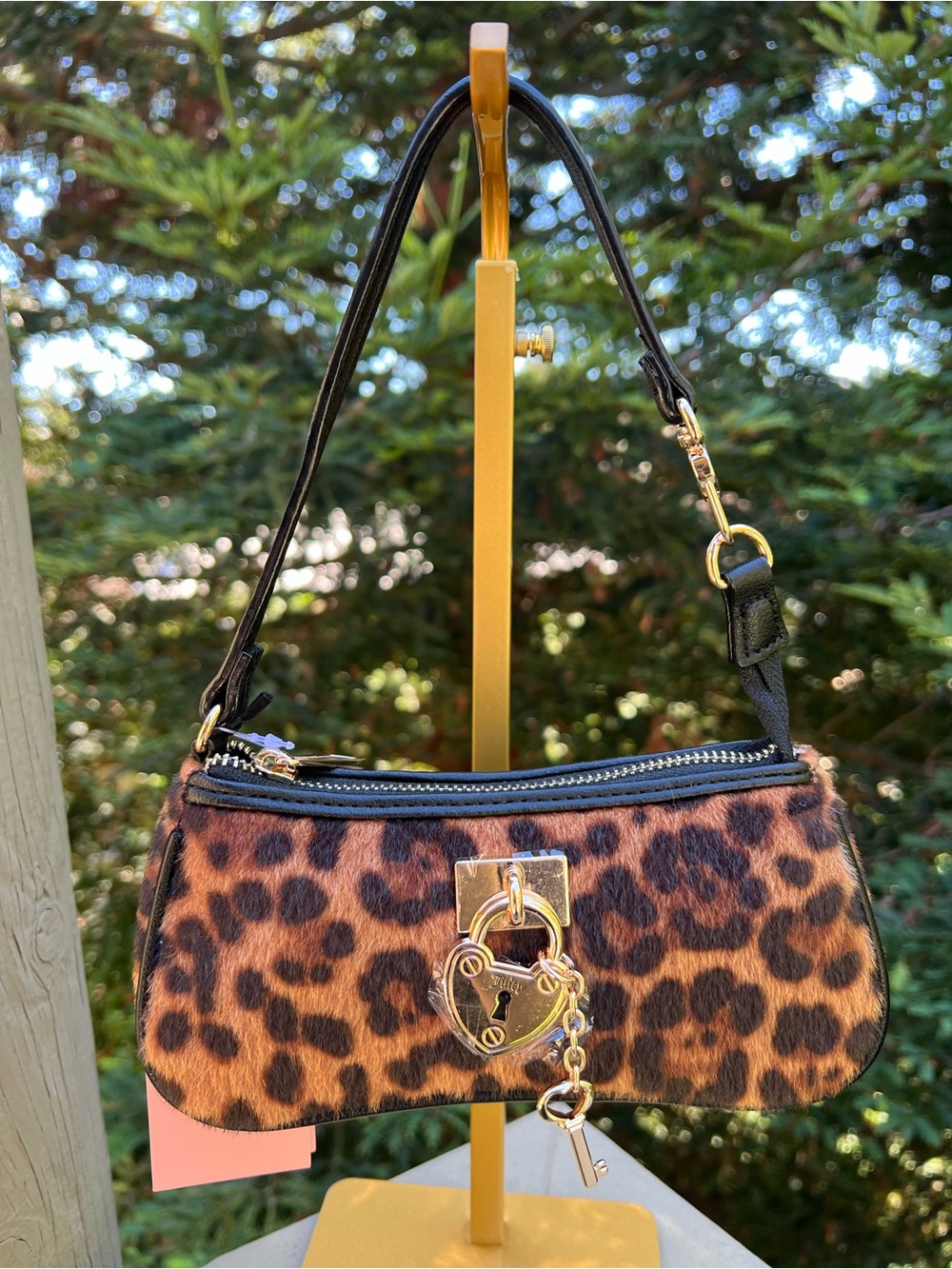 Juicy Couture Leopard Lock In Key Baguette Wristlet